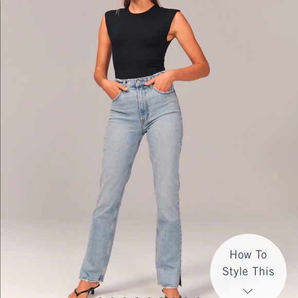 Abercrombie & Fitch Denim - Abercrombie 90s Ultra High Rise Straight Jeans slit hem